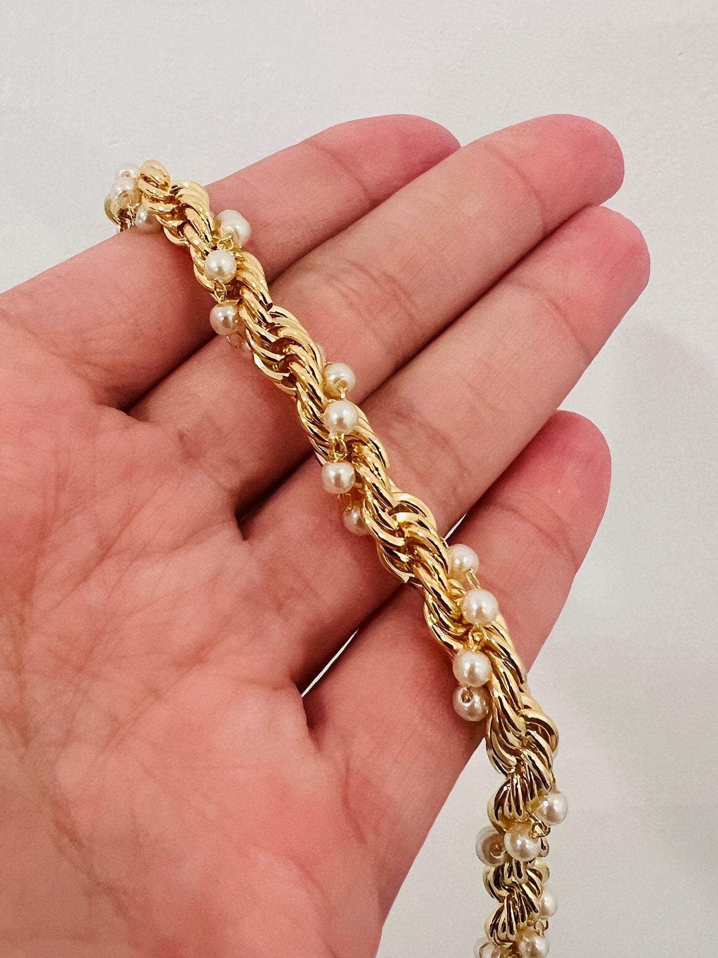 18KT Gold Filled Bracelets, Gold Filled Pearl Rope Bracelet | Classic Rope Meets Luxe Pearl Detail by HAUS OF MONOGRAM