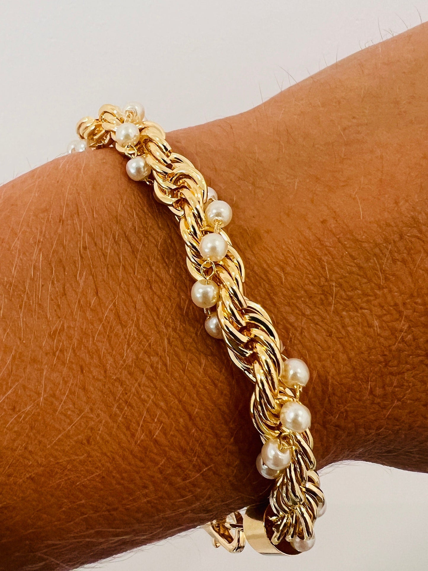 18KT Gold Filled Bracelets, Gold Filled Pearl Rope Bracelet | Classic Rope Meets Luxe Pearl Detail by HAUS OF MONOGRAM