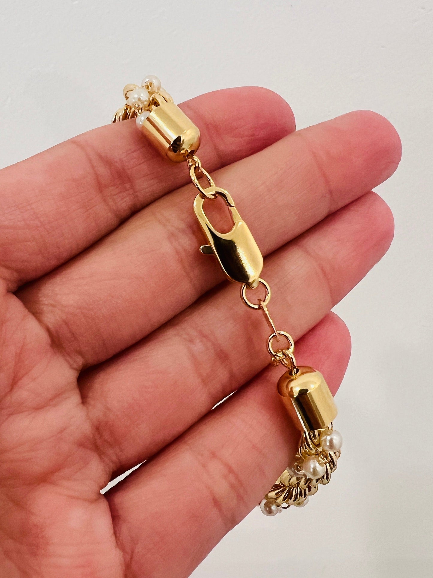 18KT Gold Filled Bracelets, Gold Filled Pearl Rope Bracelet | Classic Rope Meets Luxe Pearl Detail by HAUS OF MONOGRAM