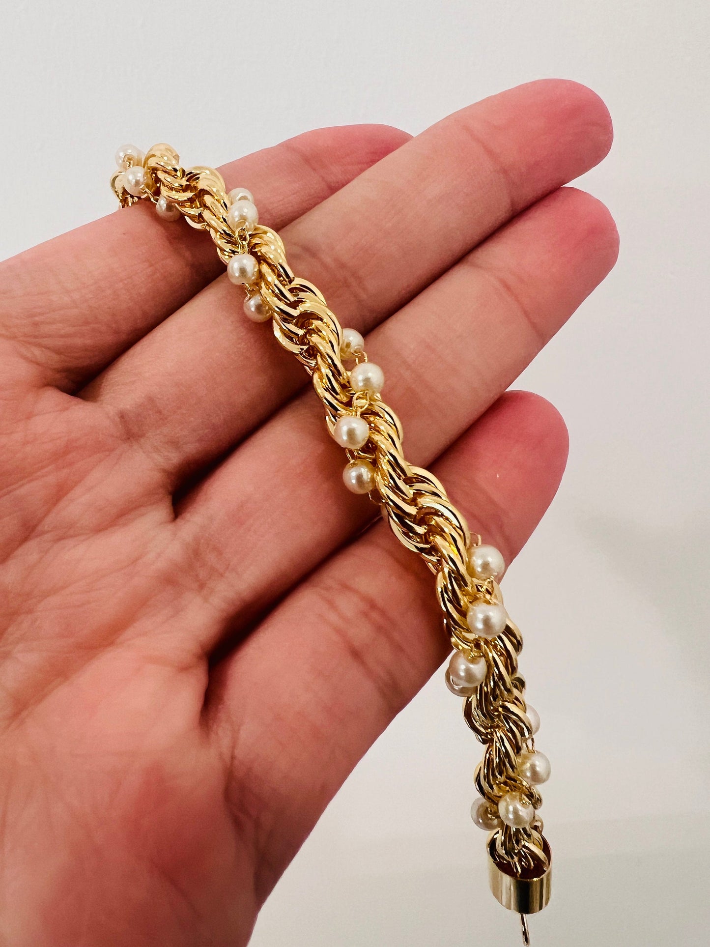 18KT Gold Filled Bracelets, Gold Filled Pearl Rope Bracelet | Classic Rope Meets Luxe Pearl Detail by HAUS OF MONOGRAM