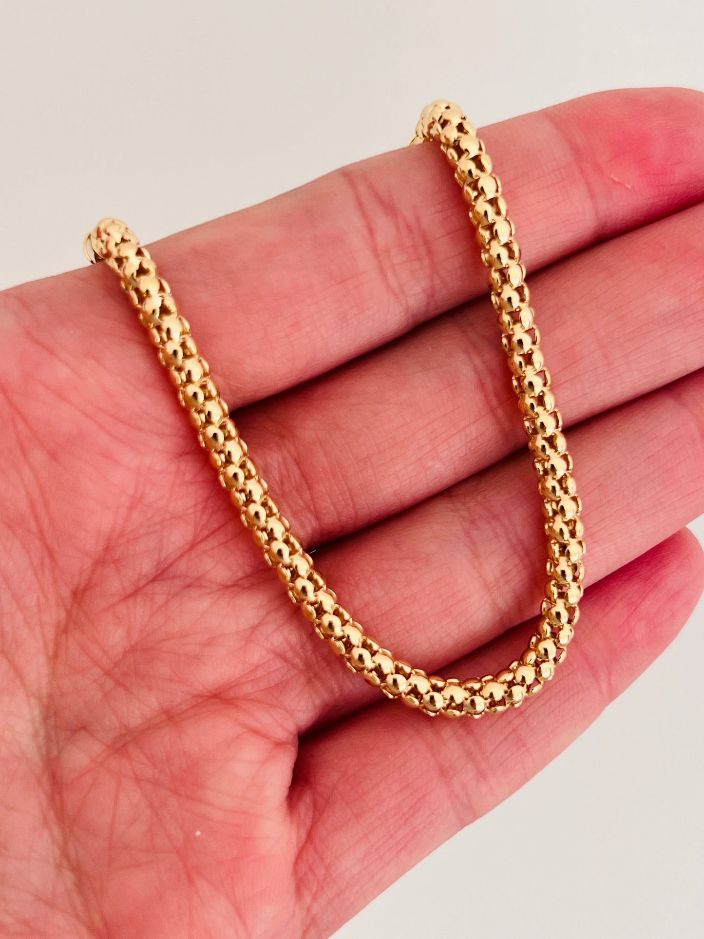 18KT Gold Filled Bracelets, Gold Filled Popcorn Bracelet | 4mm Bold Chain | 7" or 7.5" Fit by HAUS OF MONOGRAM