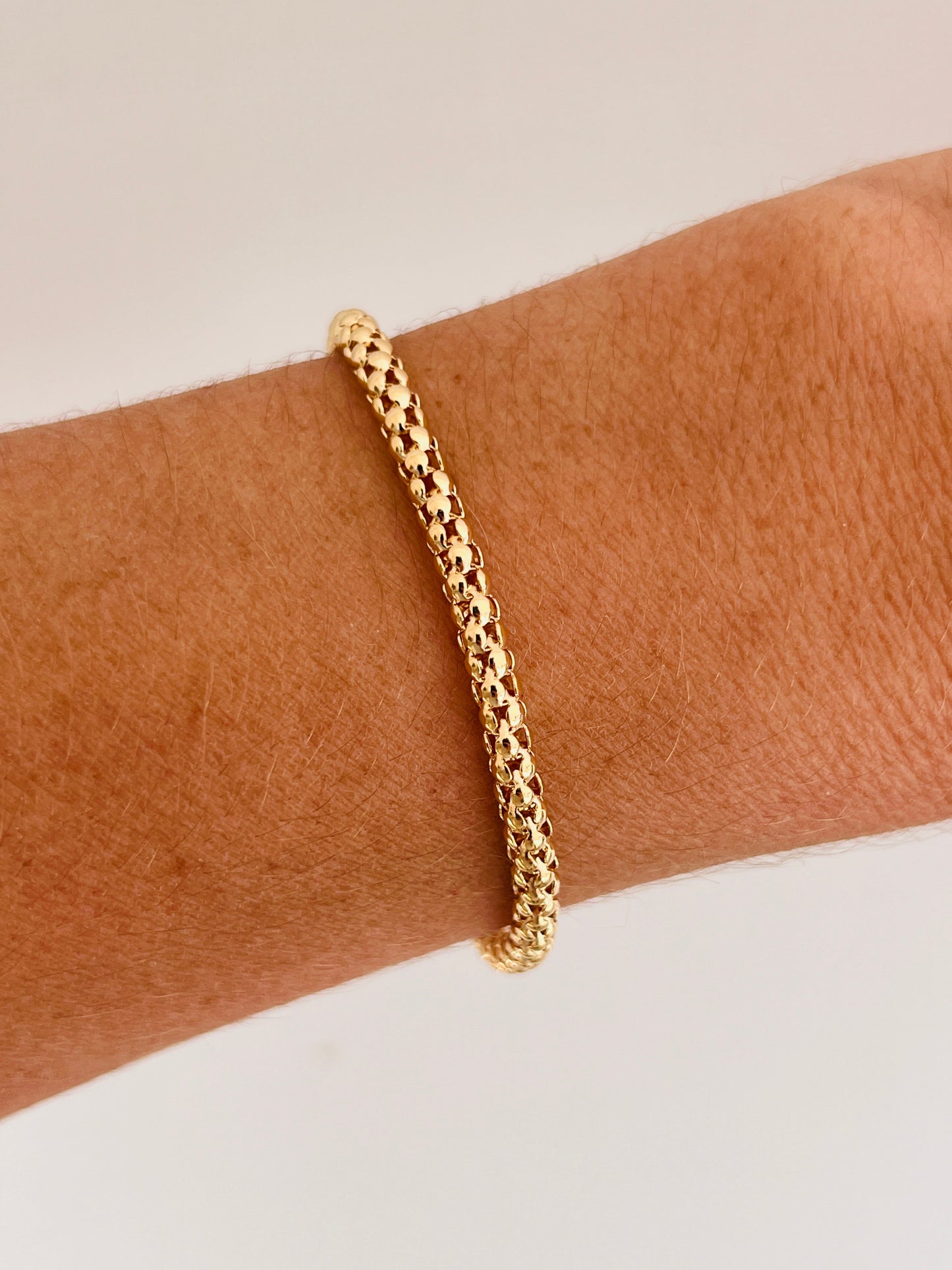 18KT Gold Filled Bracelets, Gold Filled Popcorn Bracelet | 4mm Bold Chain | 7" or 7.5" Fit by HAUS OF MONOGRAM