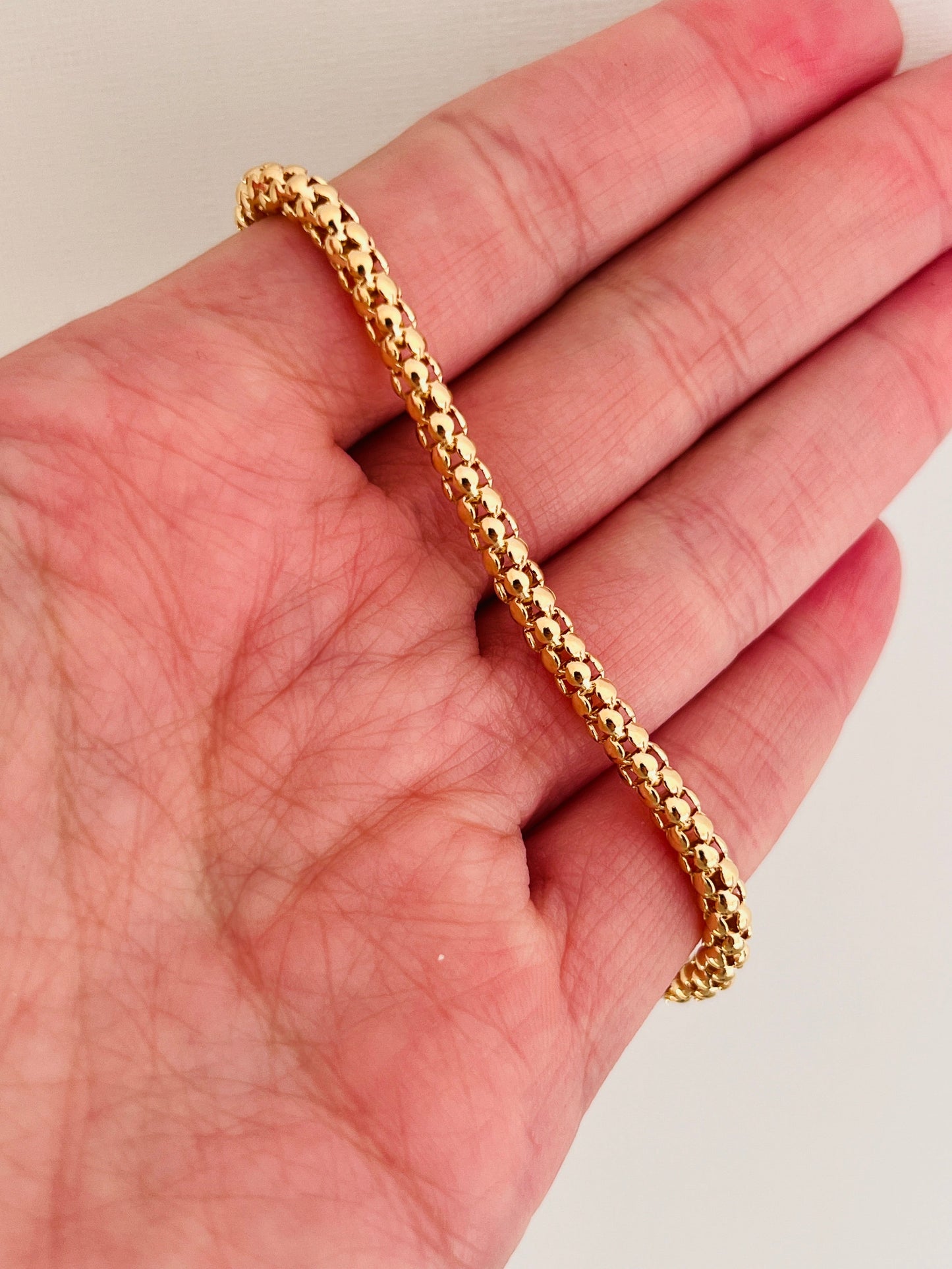 18KT Gold Filled Bracelets, Gold Filled Popcorn Bracelet | 4mm Bold Chain | 7" or 7.5" Fit by HAUS OF MONOGRAM