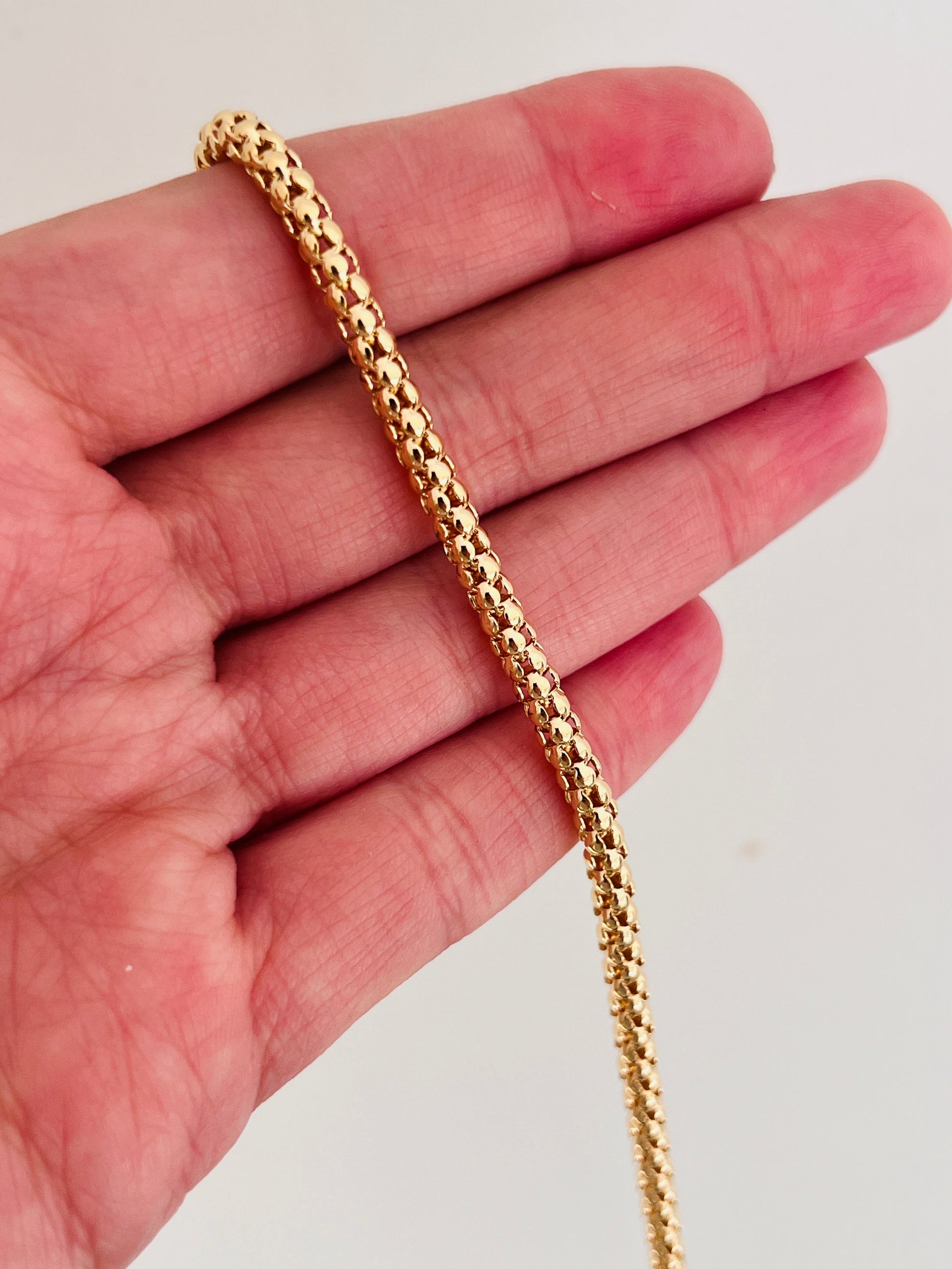 18KT Gold Filled Bracelets, Gold Filled Popcorn Bracelet | 4mm Bold Chain | 7" or 7.5" Fit by HAUS OF MONOGRAM