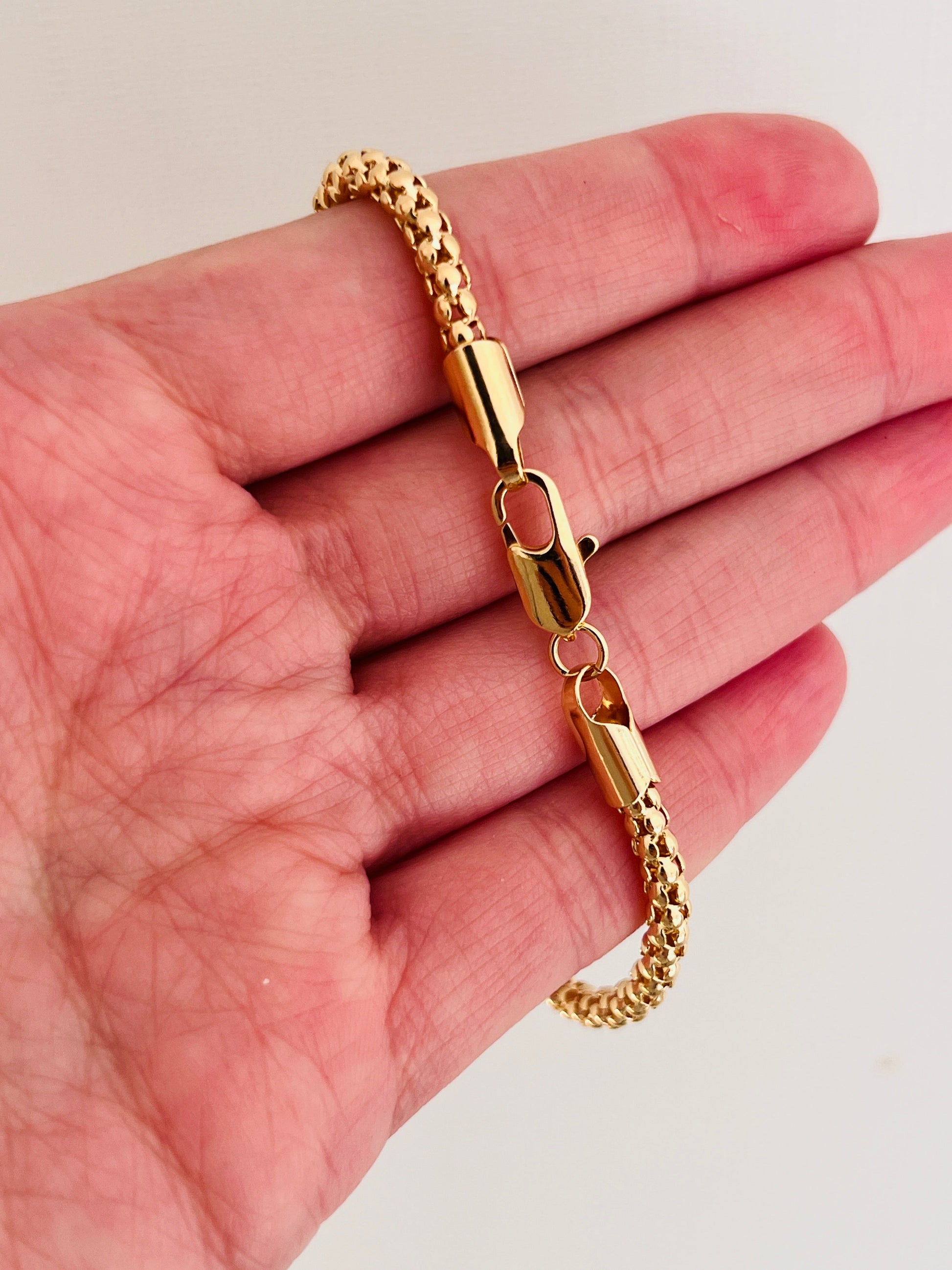 18KT Gold Filled Bracelets, Gold Filled Popcorn Bracelet | 4mm Bold Chain | 7" or 7.5" Fit by HAUS OF MONOGRAM