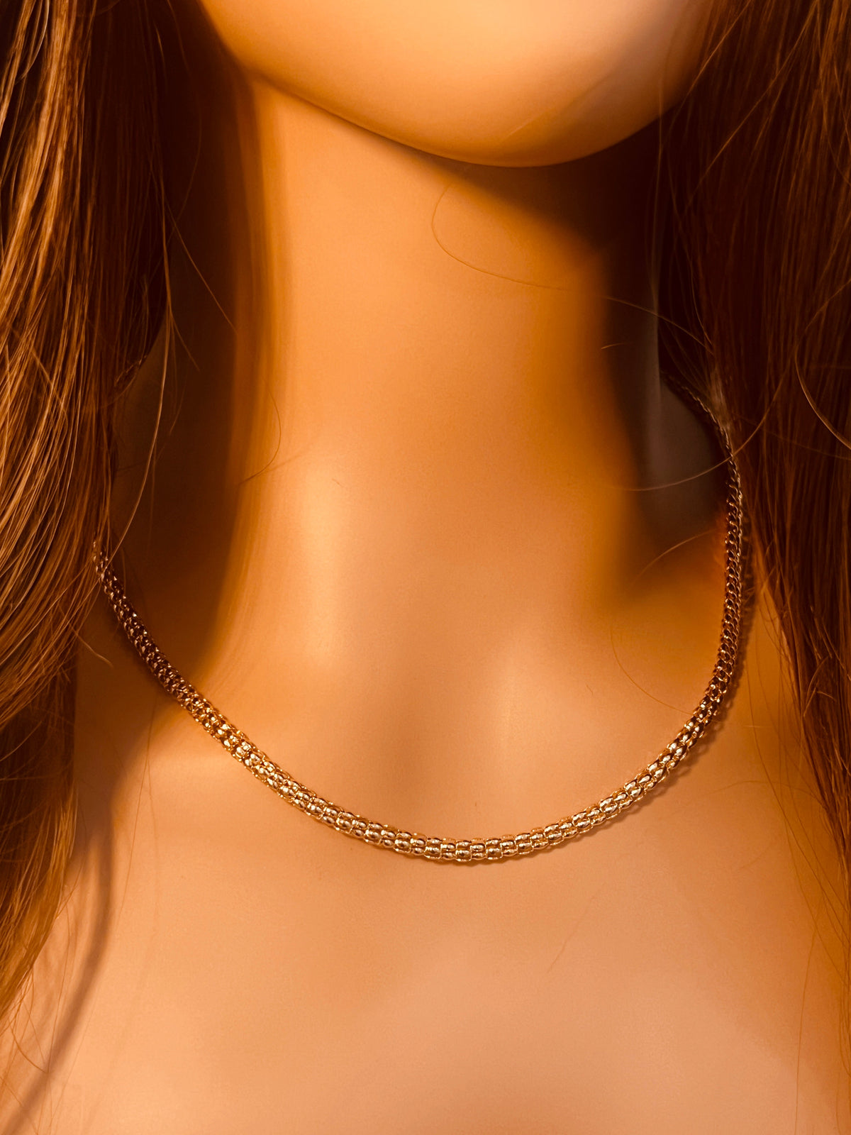 18KT Gold Filled Necklaces, Gold Filled Popcorn Necklace | 3mm Chain | 18–24 Inch by HAUS OF MONOGRAM