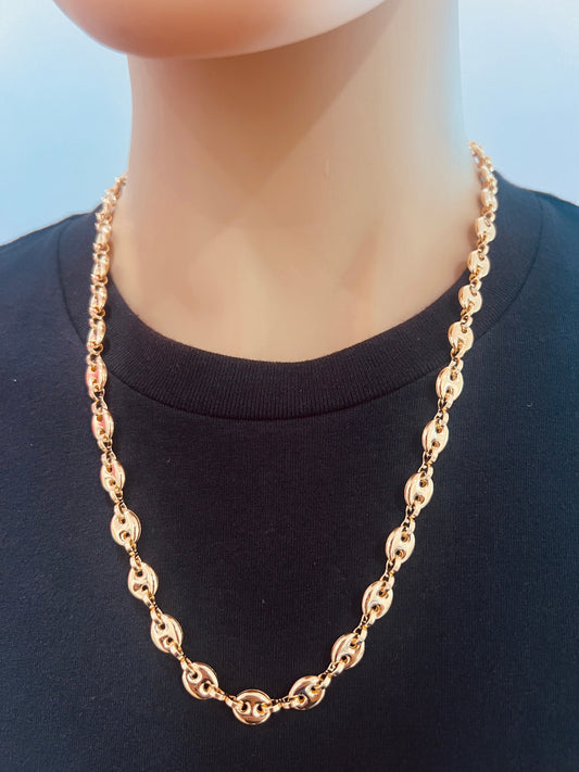 18KT Gold Filled Necklaces, Gold Filled Puff Chain Necklace | 8mm Wide 18–30 Inches by HAUS OF MONOGRAM