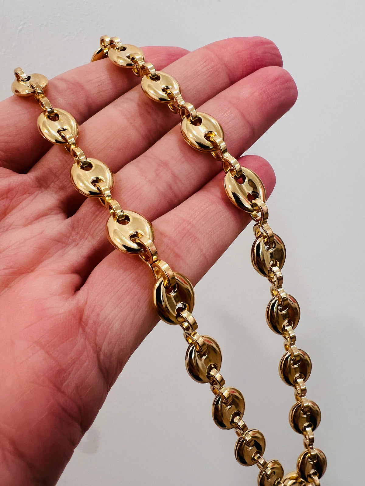 18KT Gold Filled Necklaces, Gold Filled Puff Chain Necklace | 8mm Wide 18–30 Inches by HAUS OF MONOGRAM