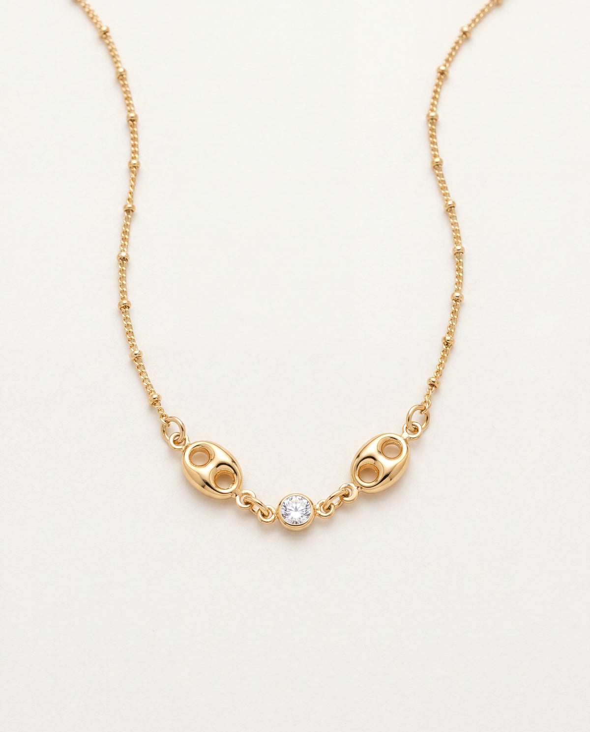 18KT Gold Filled Necklaces, Gold Filled Puff & CZ Necklace | Sparkling Accent Chain Layer by HAUS OF MONOGRAM