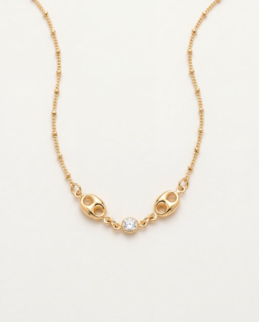 18KT Gold Filled Necklaces, Gold Filled Puff & CZ Necklace | Sparkling Accent Chain Layer by HAUS OF MONOGRAM