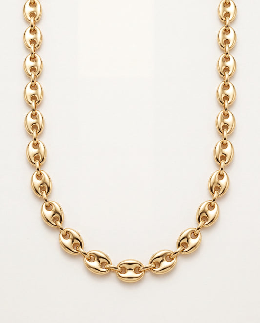 18KT Gold Filled Necklaces, Gold Filled Puff Necklace | 8mm Wide 14–30 Inch Lengths by HAUS OF MONOGRAM