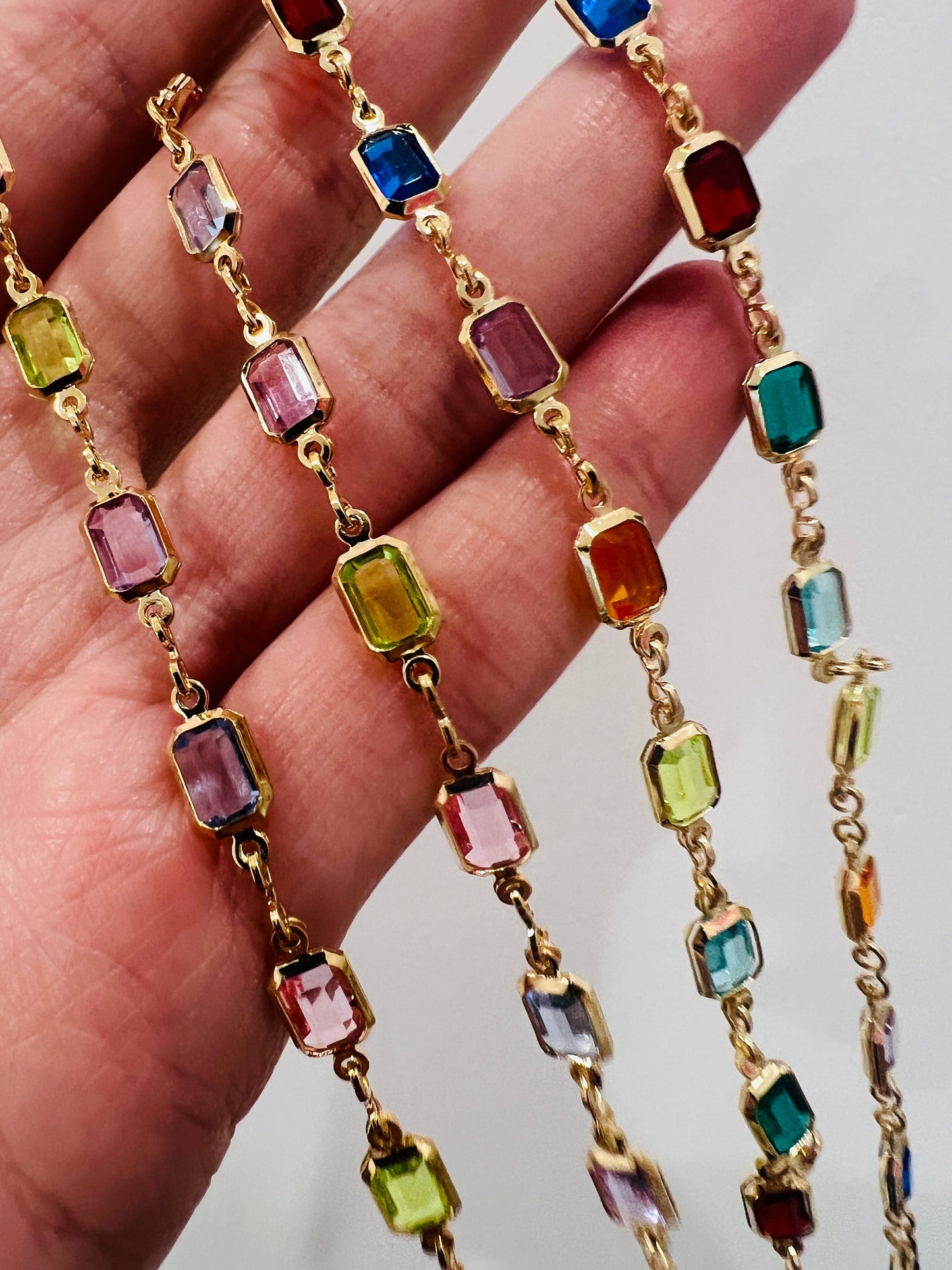 18KT Gold Filled Necklaces, Gold Filled Rectangle Gemstone Necklace | Bold Crystal Chain by HAUS OF MONOGRAM