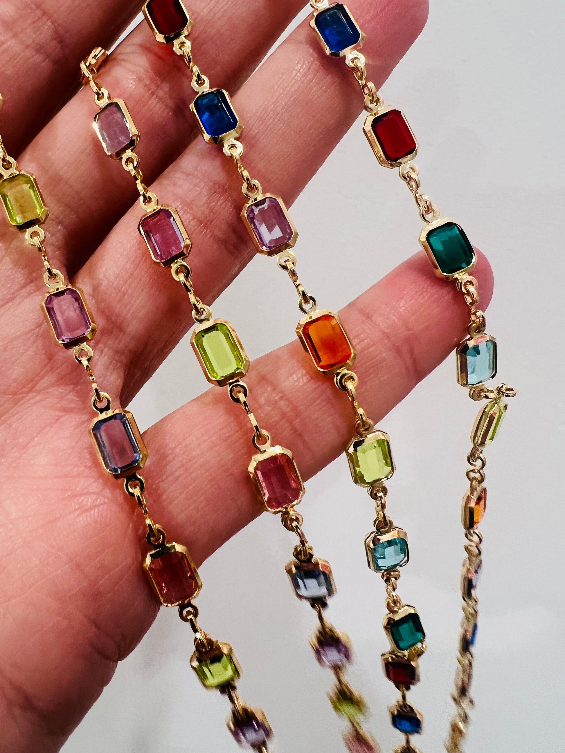 18KT Gold Filled Necklaces, Gold Filled Rectangle Gemstone Necklace | Bold Crystal Chain by HAUS OF MONOGRAM