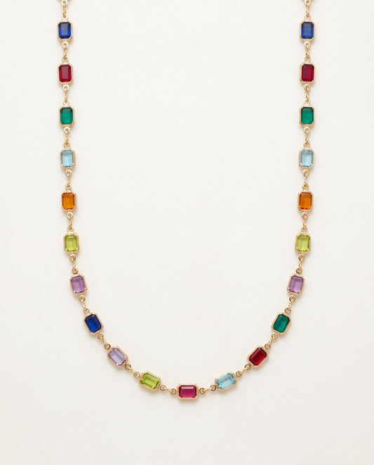 18KT Gold Filled Necklaces, Gold Filled Rectangle Gemstone Necklace | Bold Crystal Chain by HAUS OF MONOGRAM