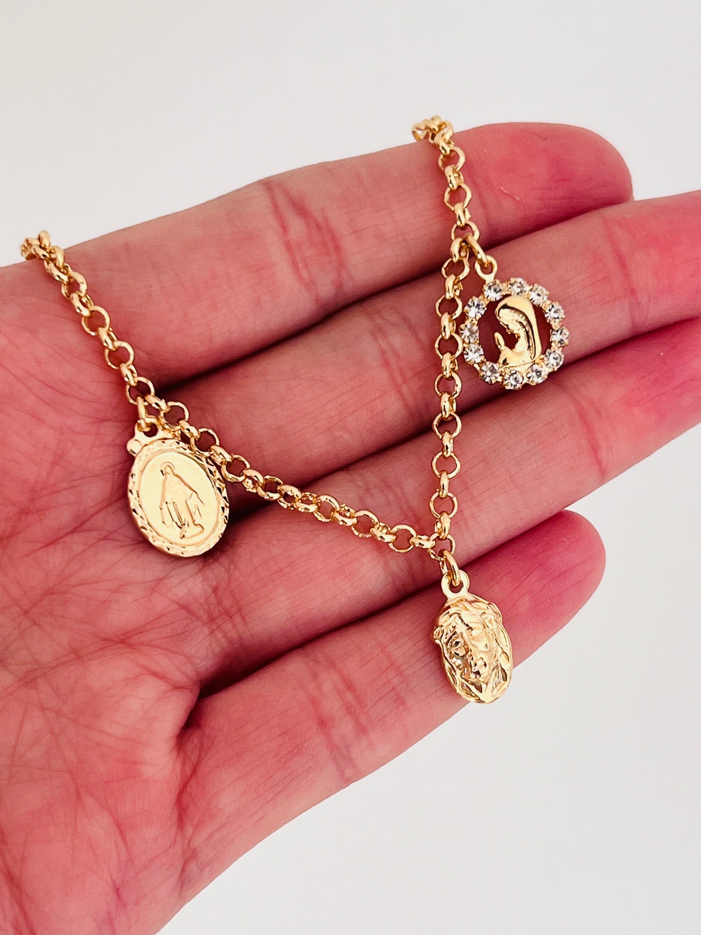 18KT Gold Filled Bracelets, Gold Filled Religious Charm Bracelet | 2mm Faith Icons by HAUS OF MONOGRAM