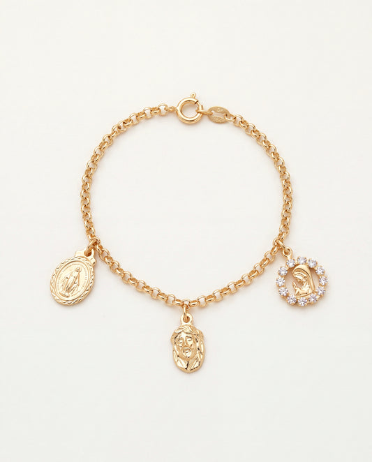 18KT Gold Filled Bracelets, Gold Filled Religious Charm Bracelet | 2mm Faith Icons by HAUS OF MONOGRAM