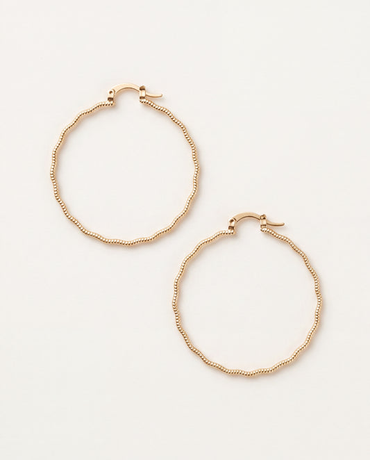 18KT Gold Filled Earrings, Gold Filled Ridged Hoop Earrings | 40mm Hoops | Textured Shine by HAUS OF MONOGRAM