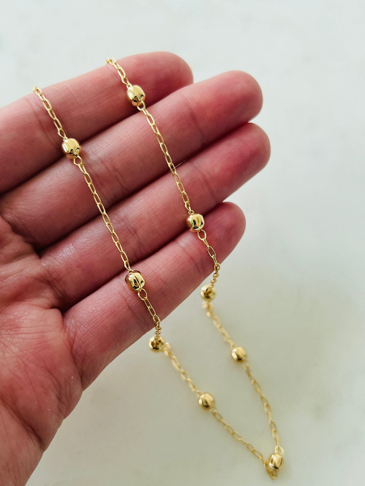 18KT Gold Filled Necklaces, Gold Filled Rolo Ball Necklace | 4.5mm Beaded Layer Chain by HAUS OF MONOGRAM