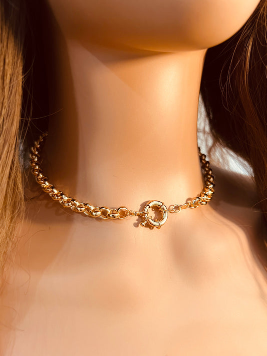 18KT Gold Filled Necklaces, Gold Filled Rolo Necklace | 7mm Chain | Bolt Ring Clasp by HAUS OF MONOGRAM
