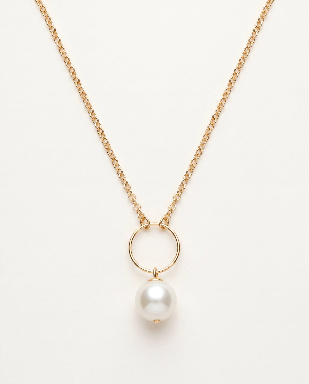 18KT Gold Filled Necklaces, Gold Filled Rolo Pearl Necklace | 11mm Pearl | 17.5" by HAUS OF MONOGRAM