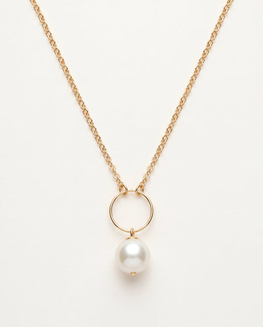 18KT Gold Filled Necklaces, Gold Filled Rolo Pearl Necklace | 11mm Pearl | 17.5" by HAUS OF MONOGRAM