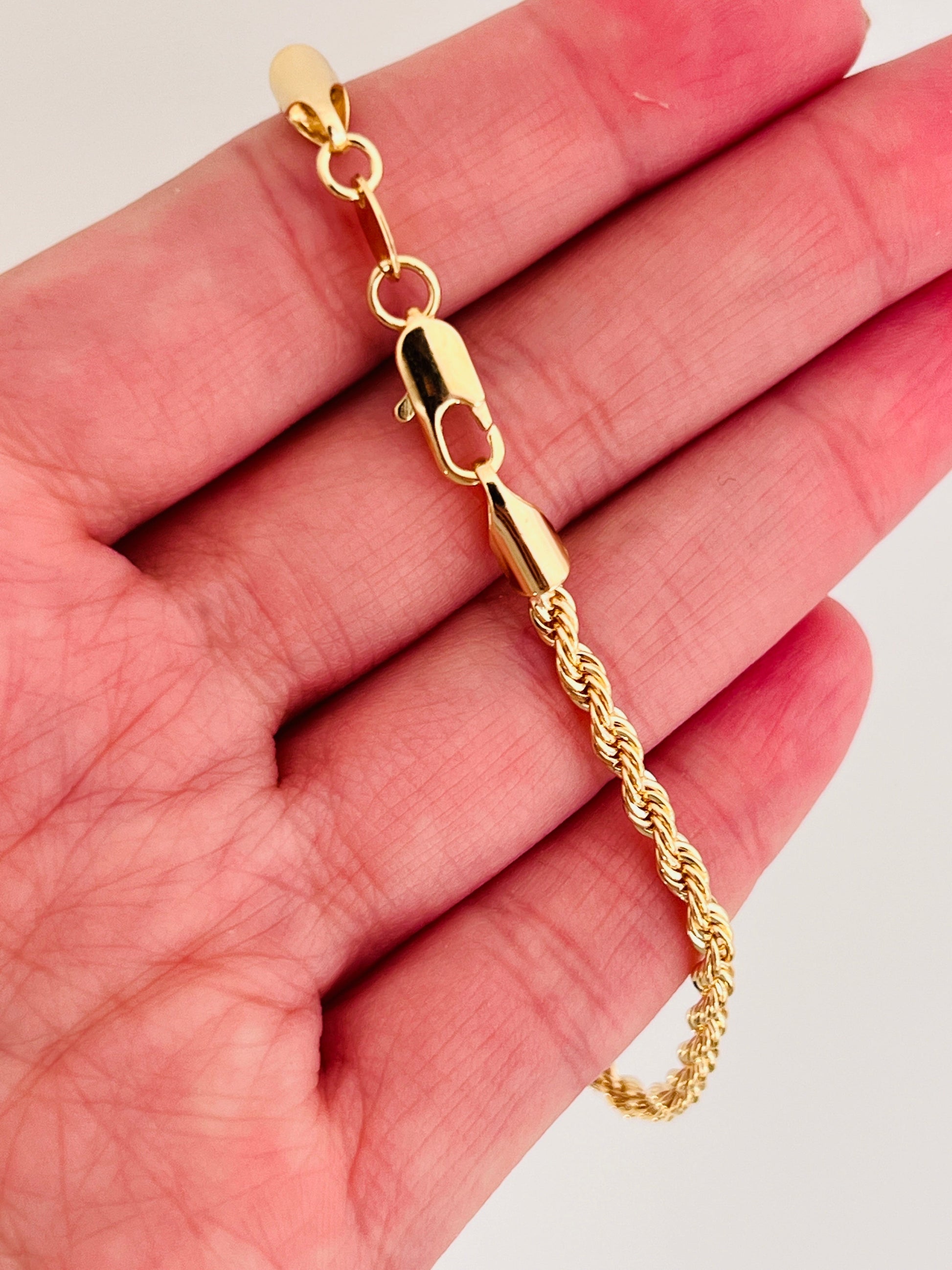 18KT Gold Filled Bracelets, Gold Filled Rope Bracelet | 3mm Waterproof Chain by HAUS OF MONOGRAM