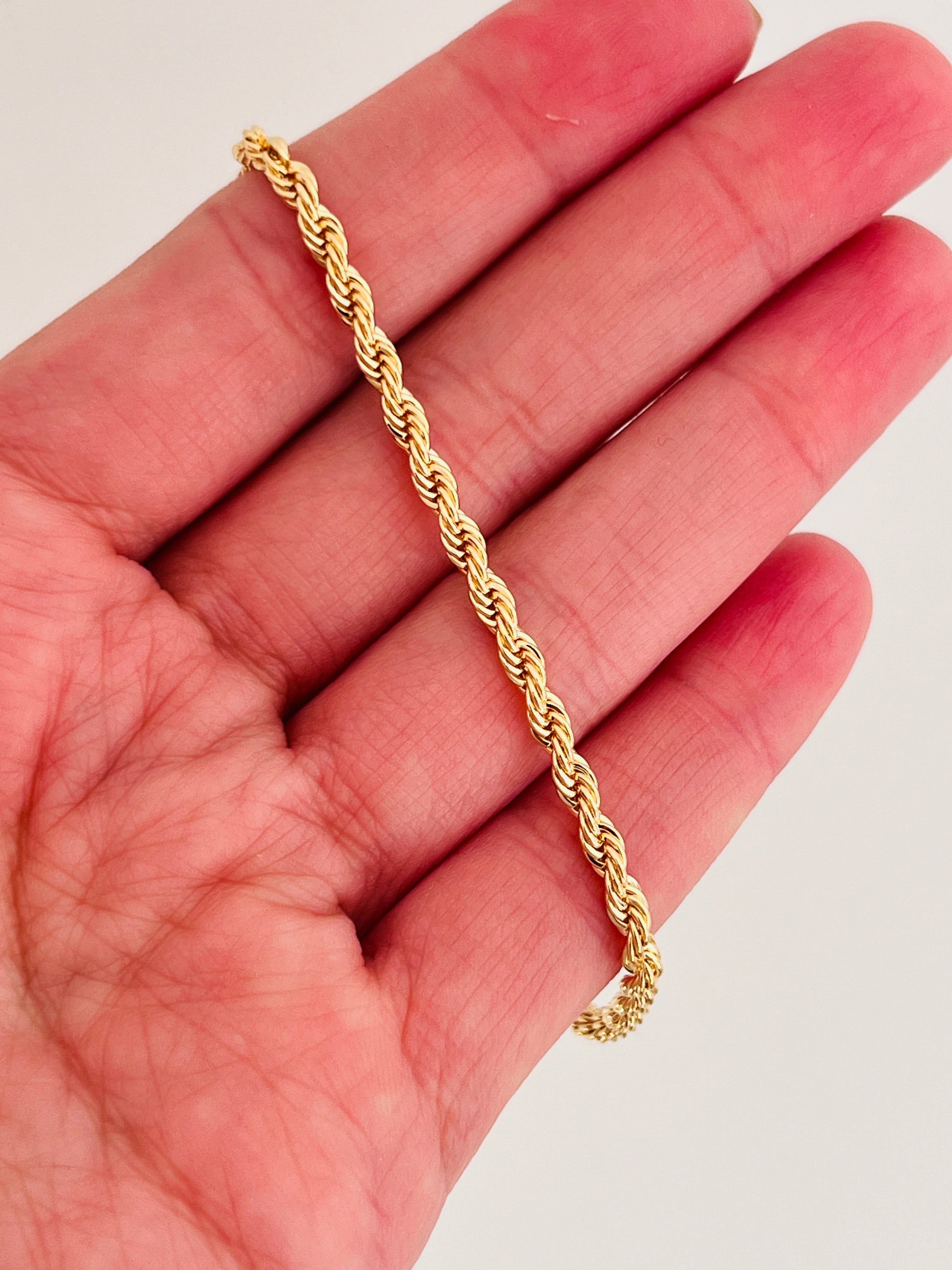 18KT Gold Filled Bracelets, Gold Filled Rope Bracelet | 3mm Waterproof Chain by HAUS OF MONOGRAM