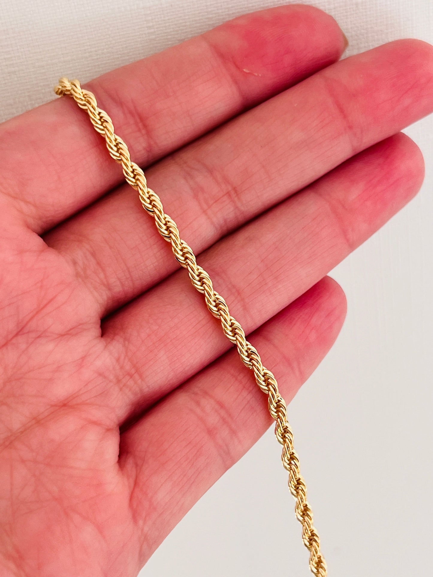 18KT Gold Filled Bracelets, Gold Filled Rope Bracelet | 3mm Waterproof Chain by HAUS OF MONOGRAM