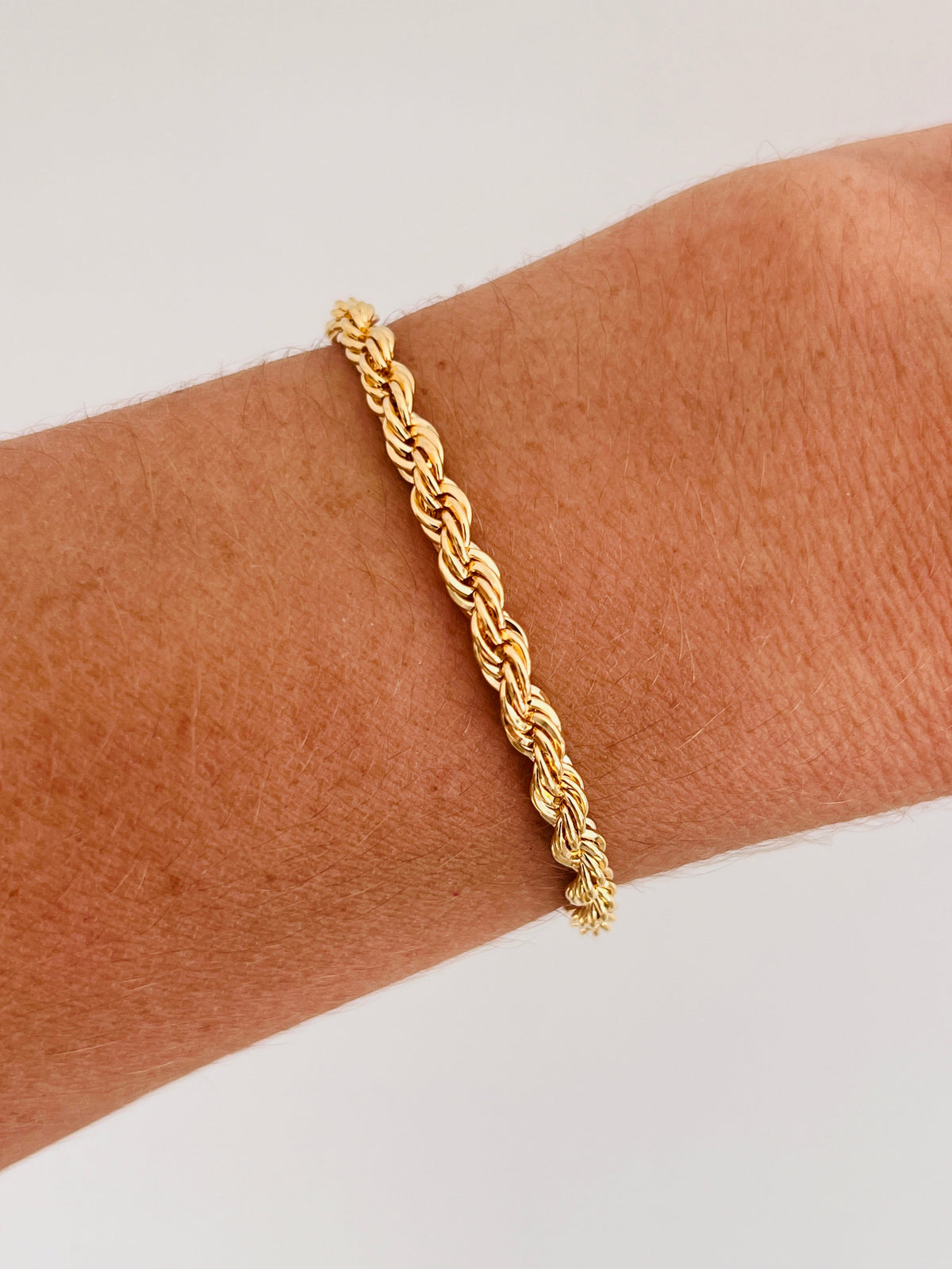 18KT Gold Filled Bracelets, Gold Filled Rope Bracelet | 4mm Width | Multiple Sizes by HAUS OF MONOGRAM