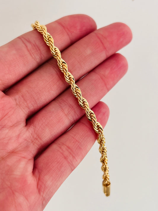 18KT Gold Filled Bracelets, Gold Filled Rope Bracelet | 4mm Width | Multiple Sizes by HAUS OF MONOGRAM