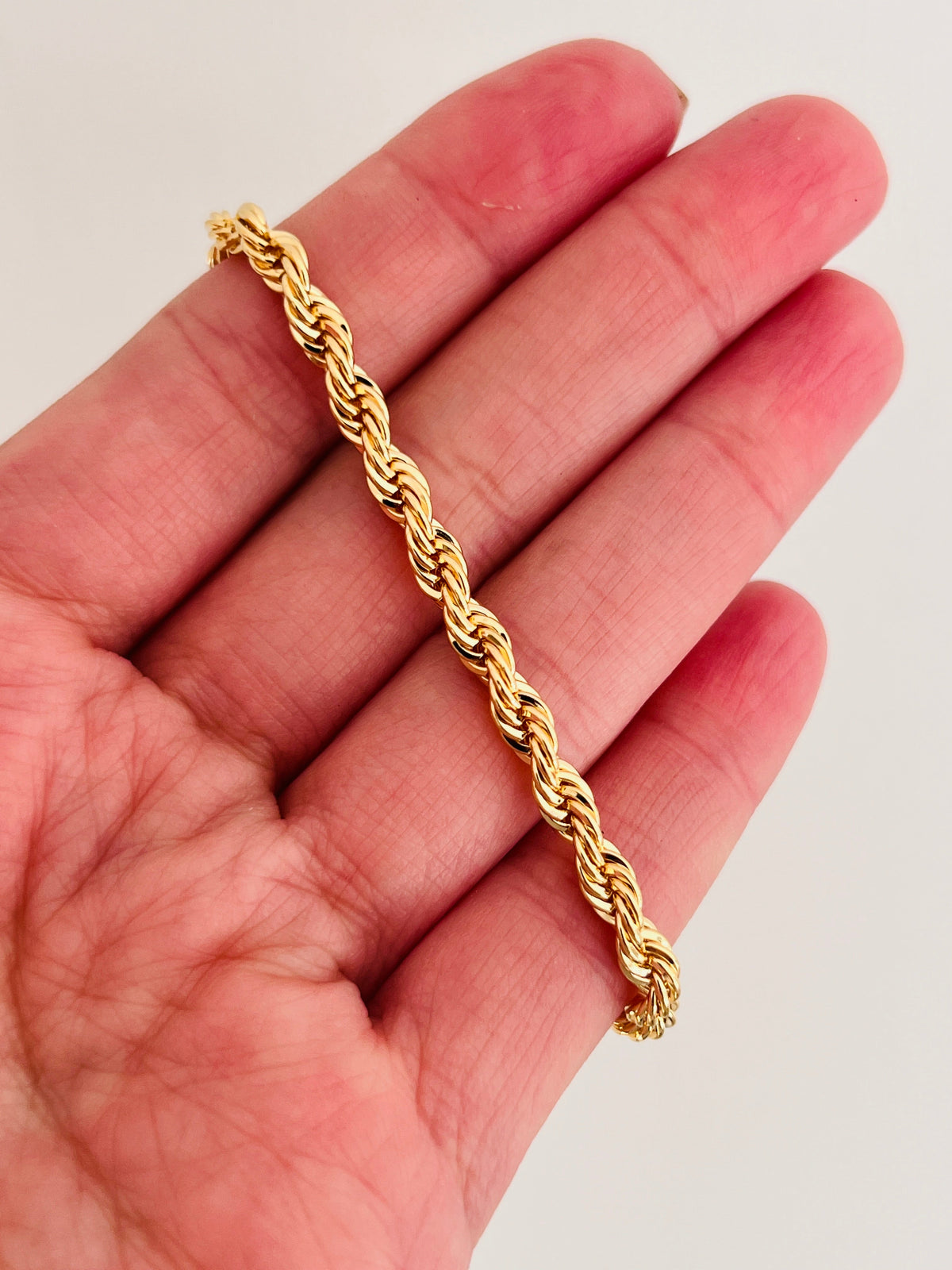 18KT Gold Filled Bracelets, Gold Filled Rope Bracelet | 4mm Width | Multiple Sizes by HAUS OF MONOGRAM