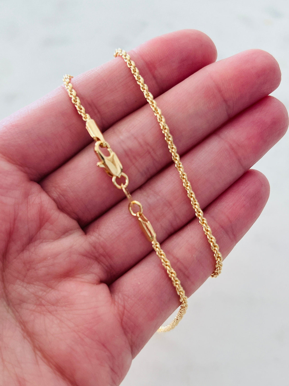 18KT Gold Filled Necklaces, Gold Filled Rope Necklace | 1.8mm Chain in 16–30" by HAUS OF MONOGRAM