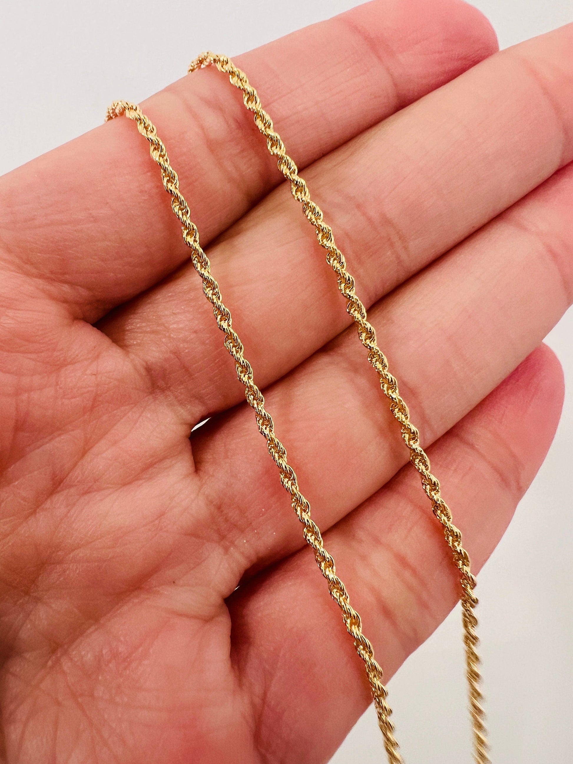 18KT Gold Filled Necklaces, Gold Filled Rope Necklace | 1mm Slim Classic Everyday Chain by HAUS OF MONOGRAM