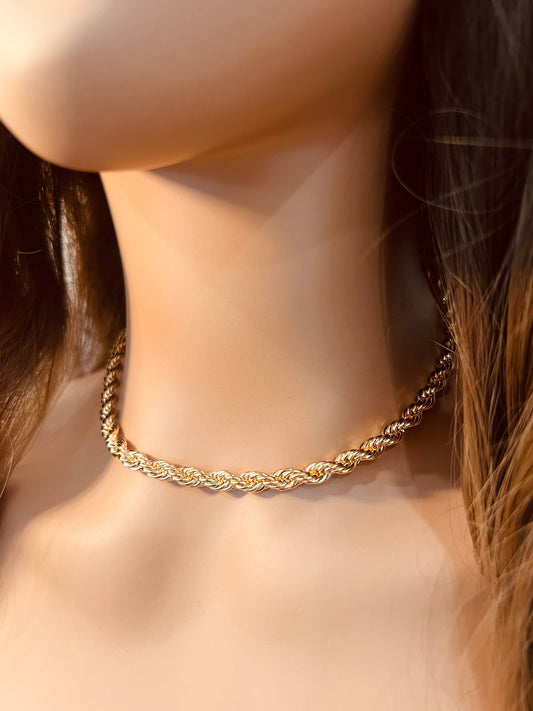 18KT Gold Filled Necklaces, Gold Filled Rope Necklace | 6mm Wide Chain in 16 Inch by HAUS OF MONOGRAM