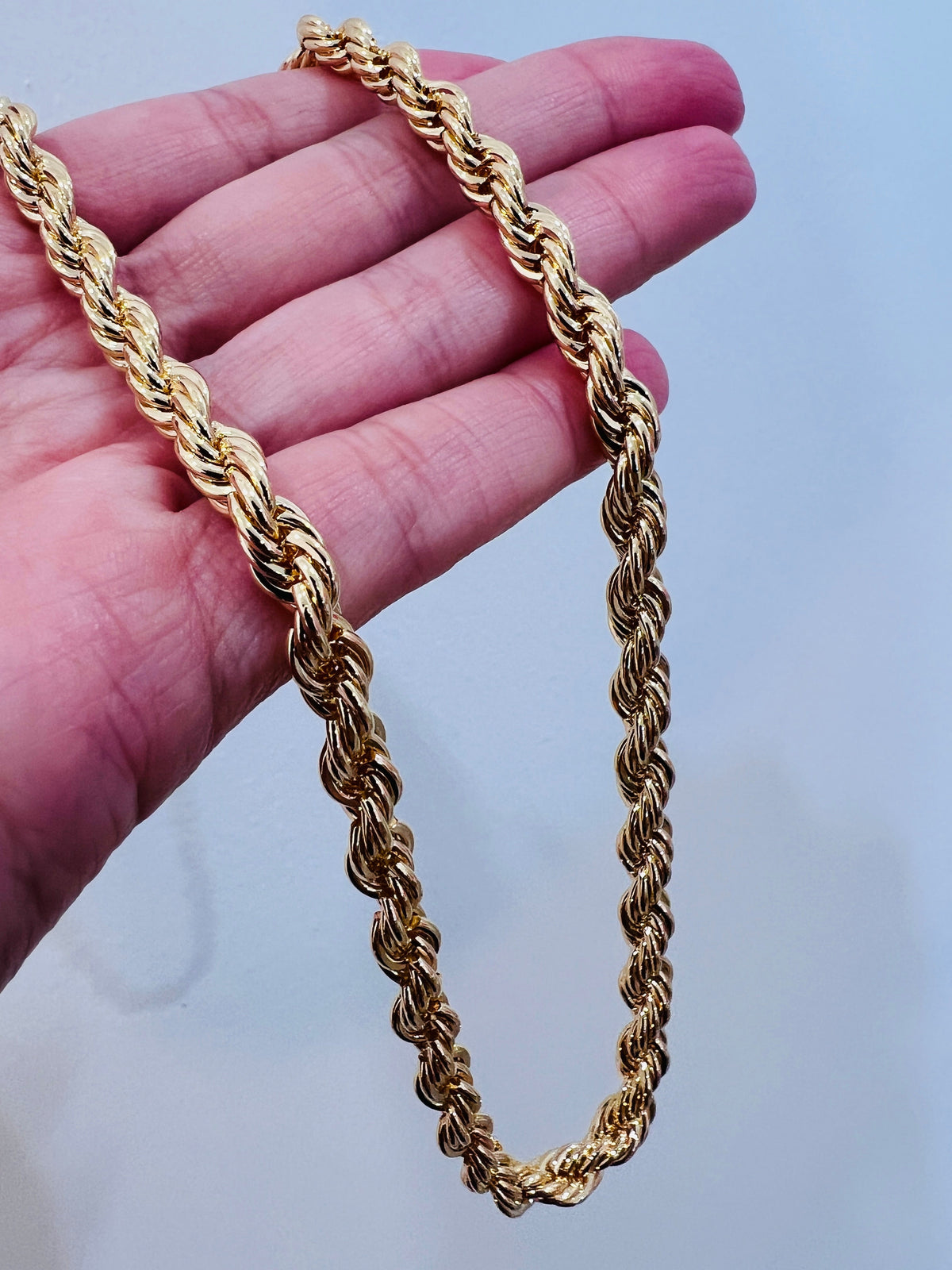 18KT Gold Filled Necklaces, Gold Filled Rope Necklace | 6mm Wide Chain in 16 Inch by HAUS OF MONOGRAM