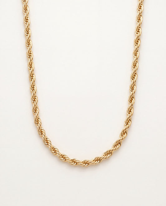 18KT Gold Filled Necklaces, Gold Filled Rope Necklace | 6mm Wide Chain in 16 Inch by HAUS OF MONOGRAM