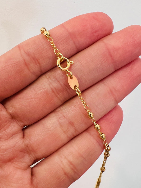 18KT Gold Filled Necklaces, Gold Filled Rosary Necklace | 2mm Virgin Mary Cross Pendant by HAUS OF MONOGRAM