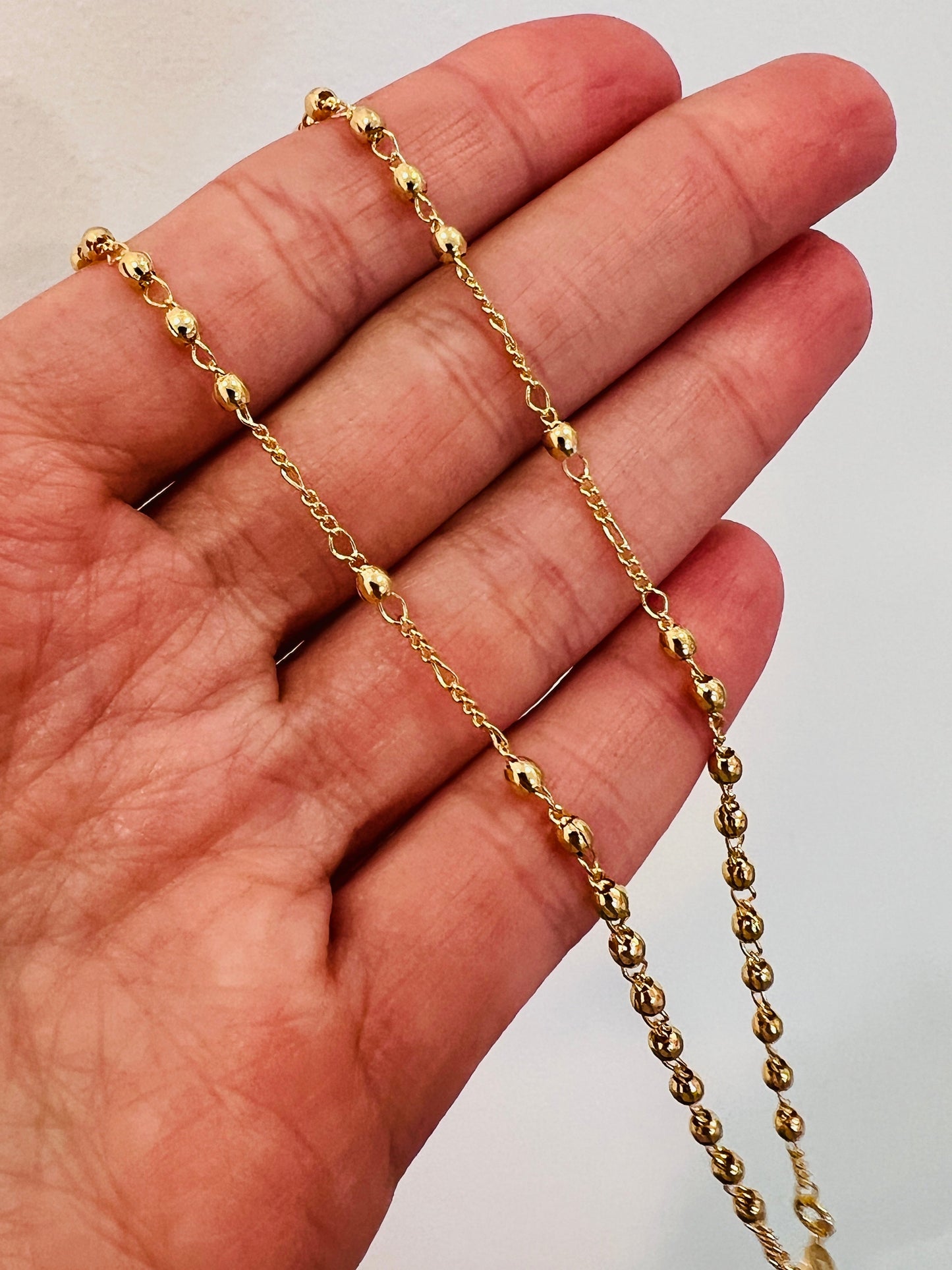 Gold Filled Rosary Necklace | 2mm Virgin Mary Cross Pendant by HAUS OF MONOGRAM - Necklaces, , HOM-1-3323