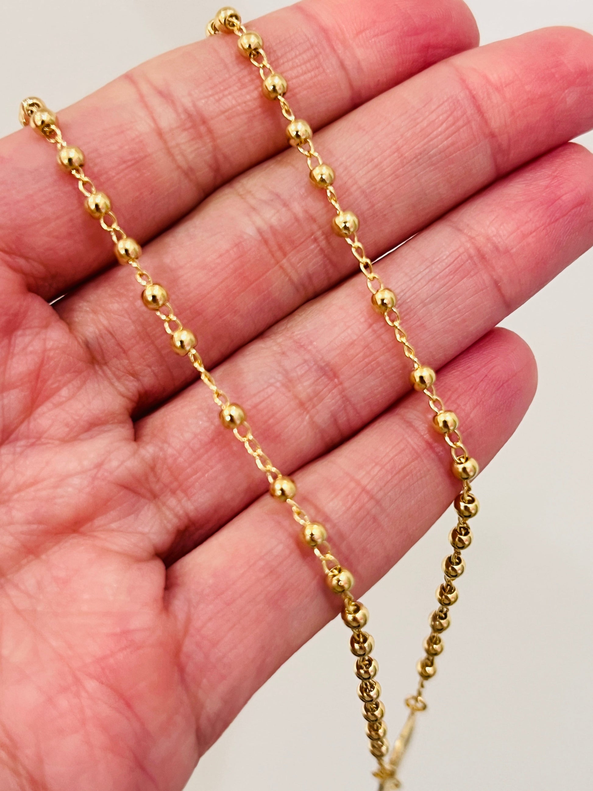 Gold Filled Rosary Necklace | Guadalupe Medal | 18" Chain by HAUS OF MONOGRAM - Necklaces, , HOM-1-3346