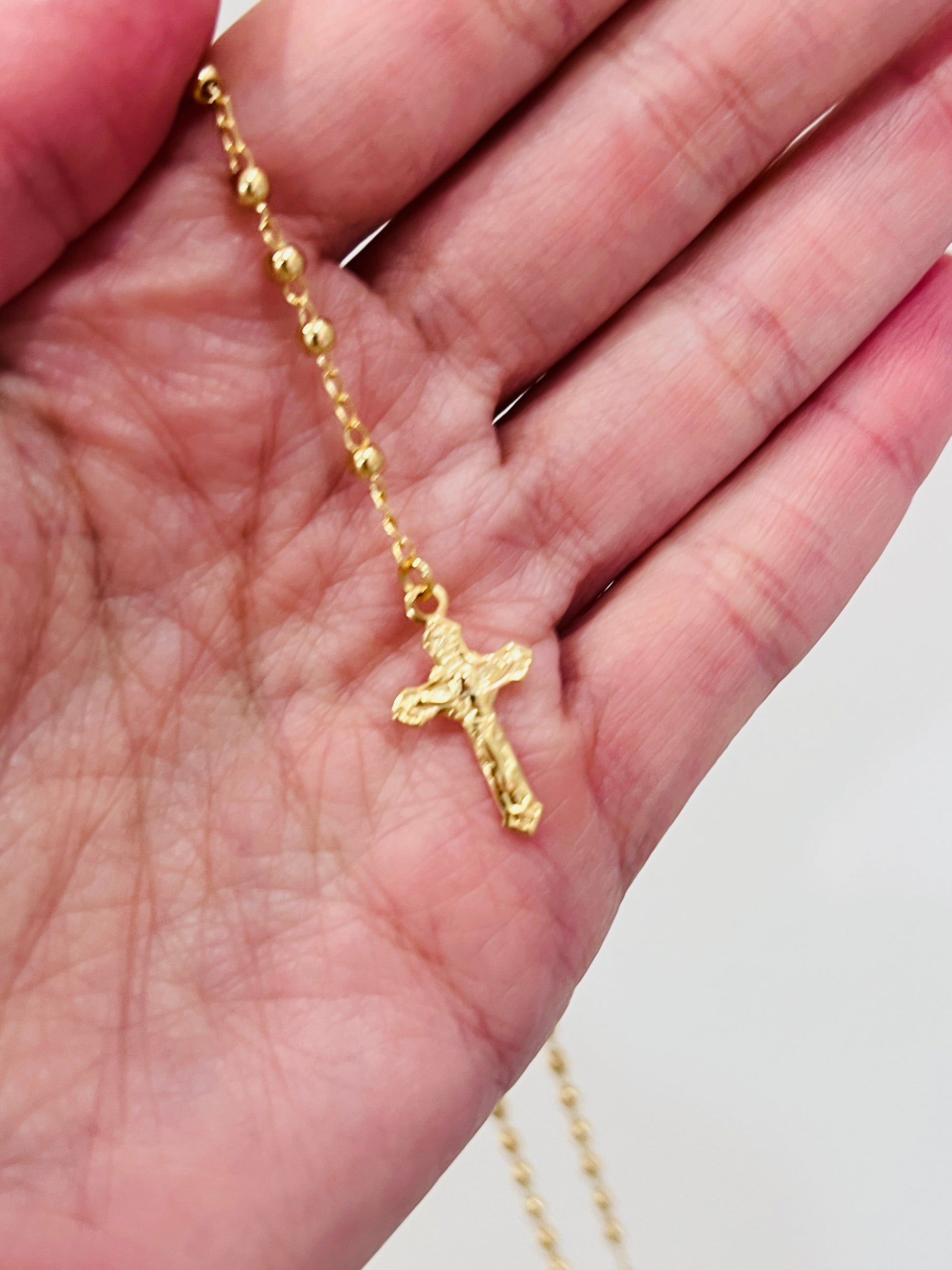 Gold Filled Rosary Necklace | Guadalupe Medal | 18" Chain by HAUS OF MONOGRAM - Necklaces, , HOM-1-3346