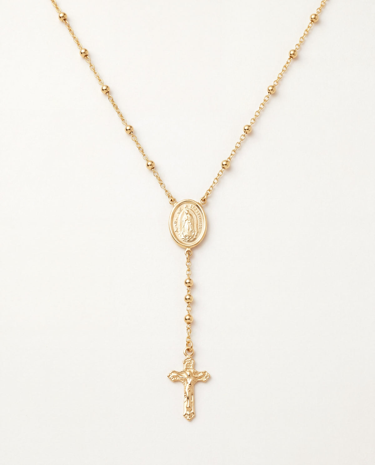 18KT Gold Filled Necklaces, Gold Filled Rosary Necklace | Guadalupe Medal | 18" Chain by HAUS OF MONOGRAM