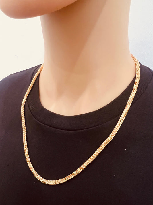 18KT Gold Filled Necklaces, Gold Filled Round Mesh Chain | 3mm Width | 16–24 Inch by HAUS OF MONOGRAM