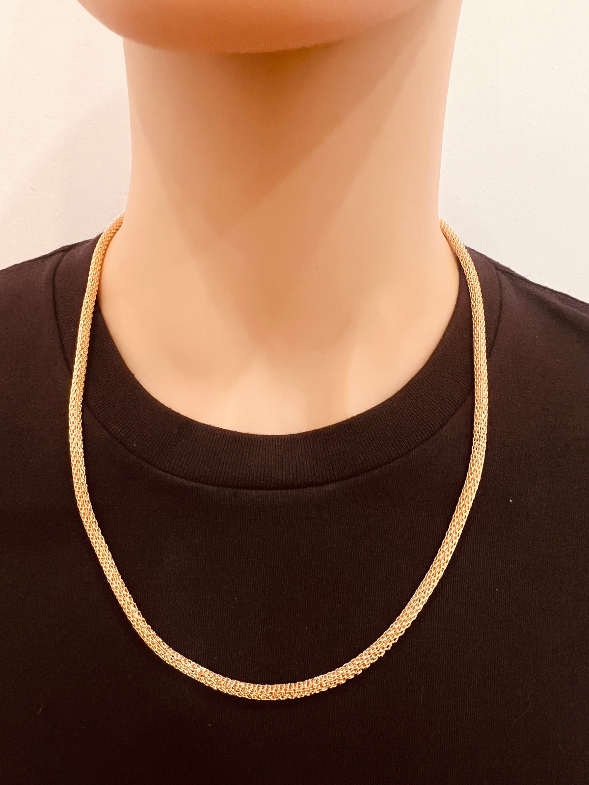 18KT Gold Filled Necklaces, Gold Filled Round Mesh Chain | 3mm Width | 16–24 Inch by HAUS OF MONOGRAM