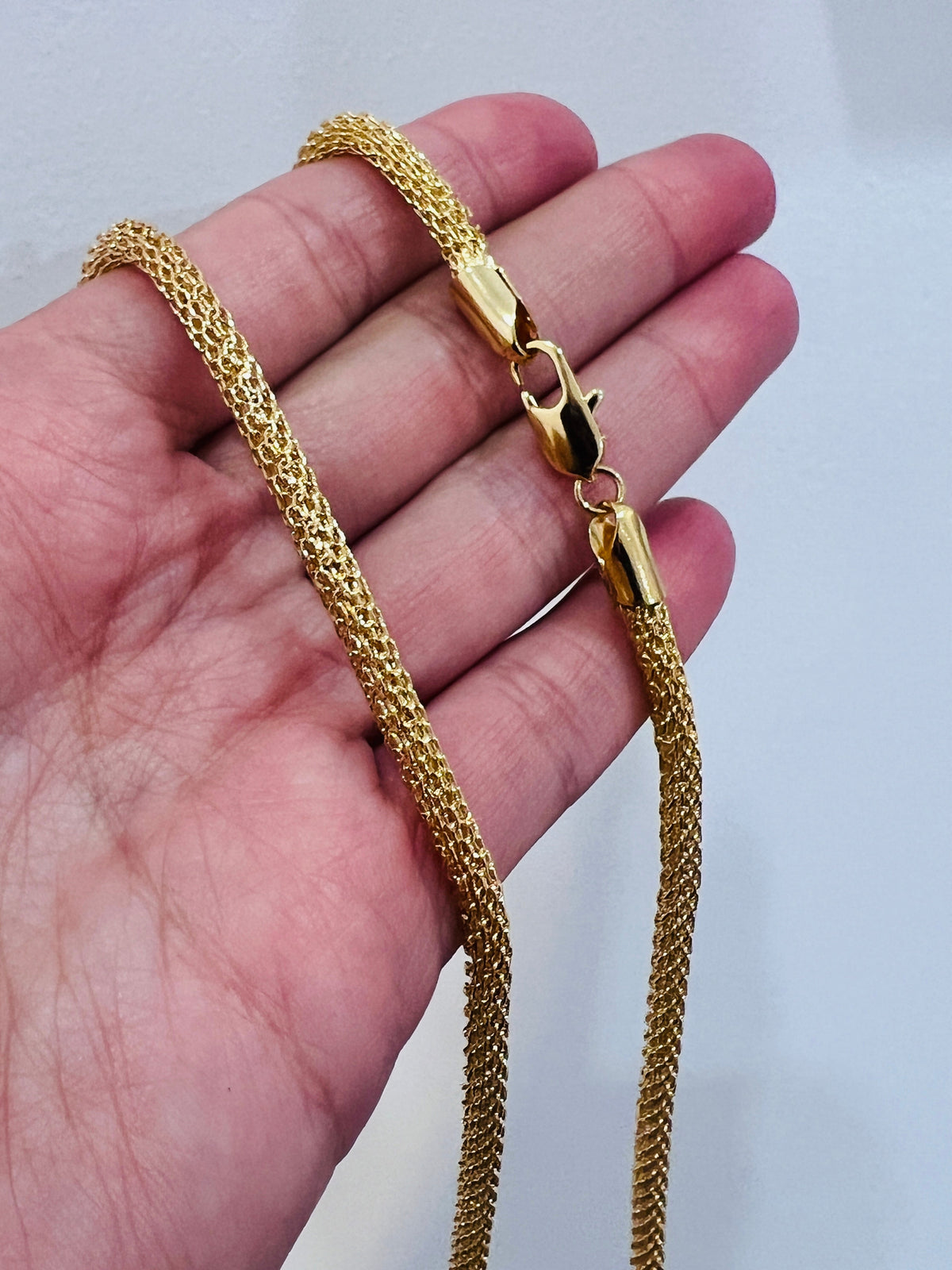 18KT Gold Filled Necklaces, Gold Filled Round Mesh Chain | 3mm Width | 16–24 Inch by HAUS OF MONOGRAM