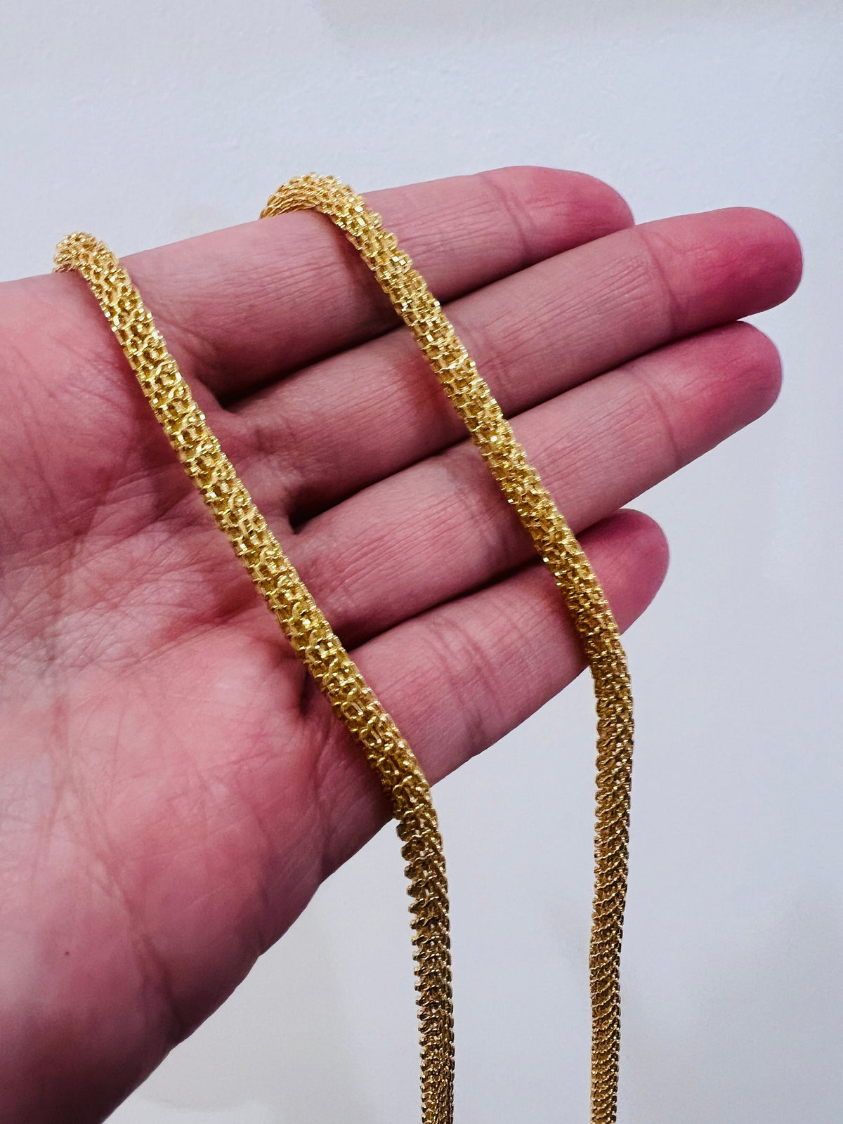18KT Gold Filled Necklaces, Gold Filled Round Mesh Chain | 3mm Width | 16–24 Inch by HAUS OF MONOGRAM