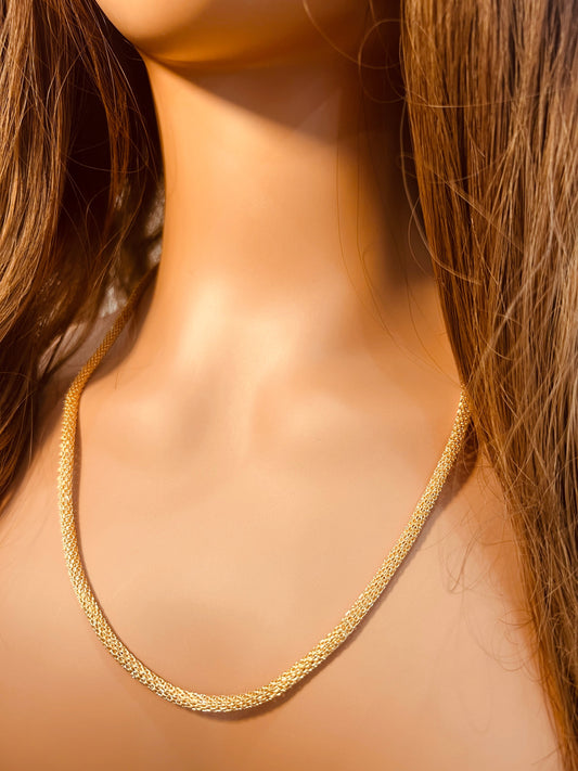 18KT Gold Filled Necklaces, Gold Filled Round Mesh Necklace | 3mm Width | 16–24 Inch by HAUS OF MONOGRAM