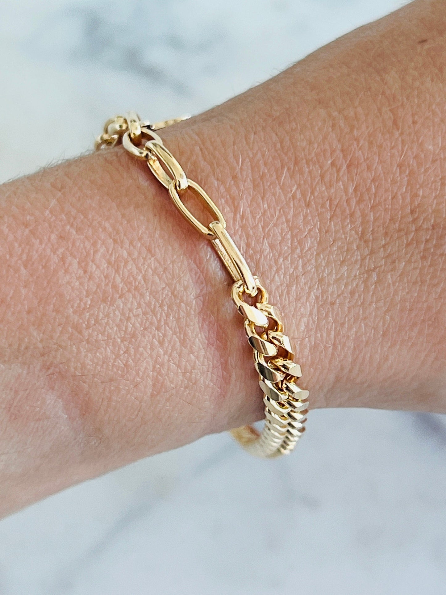 18KT Gold Filled Bracelets, Gold Filled Saint Benedict Charm Bracelet | 7" Dangling Protection Jewelry by HAUS OF MONOGRAM