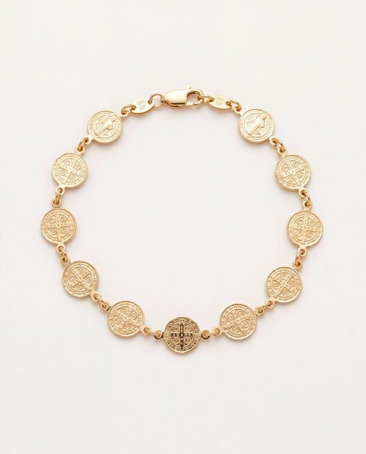18KT Gold Filled Bracelets, Gold Filled Saint Benedict Charm Bracelet | Spiritual Protection Jewelry (Copy) by HAUS OF MON...