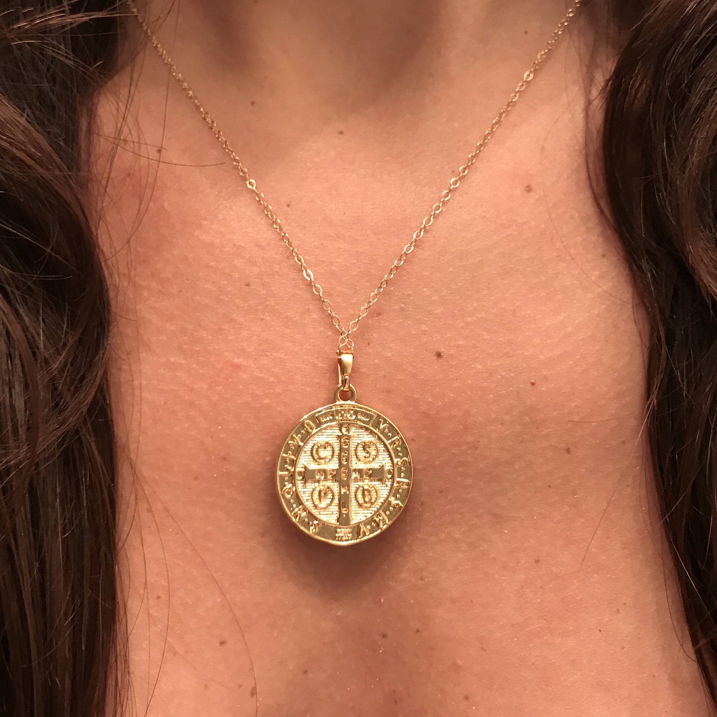 Gold Filled Saint Benedict Medal Necklace | Catholic Protection Pendant by HAUS OF MONOGRAM