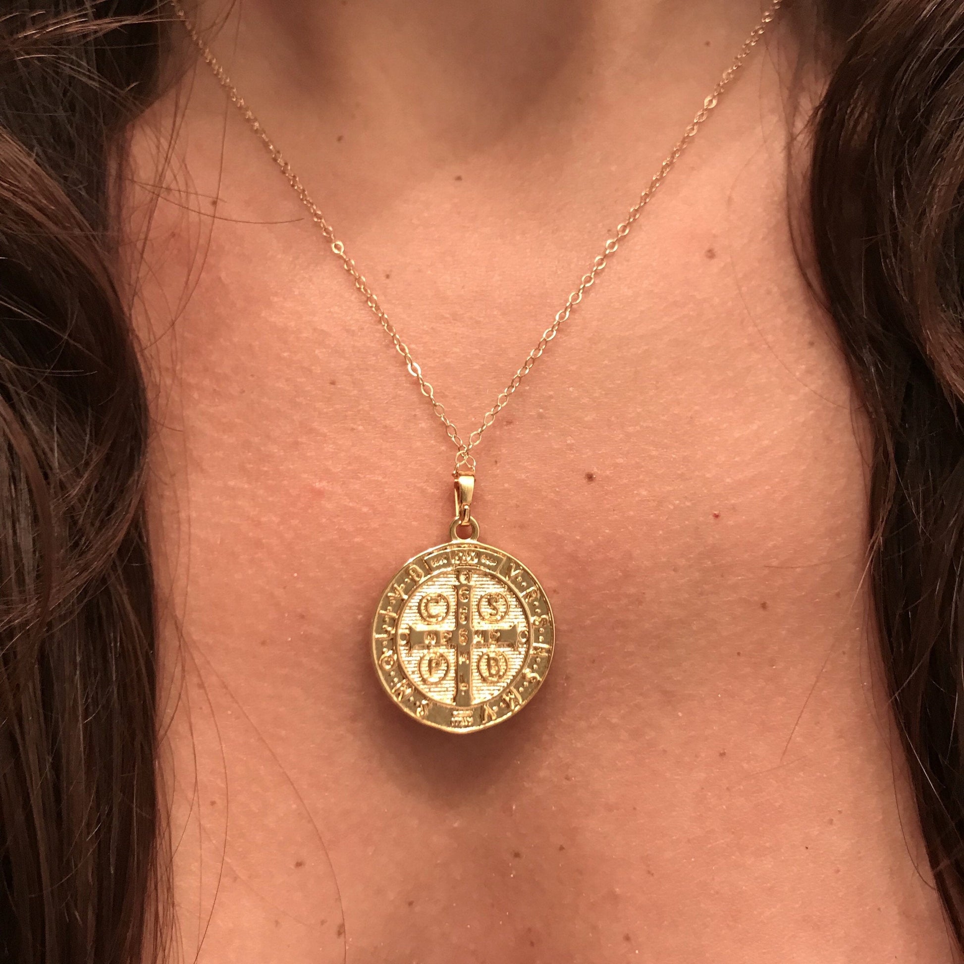 Gold Filled Saint Benedict Medal Necklace | Catholic Protection Pendant by HAUS OF MONOGRAM